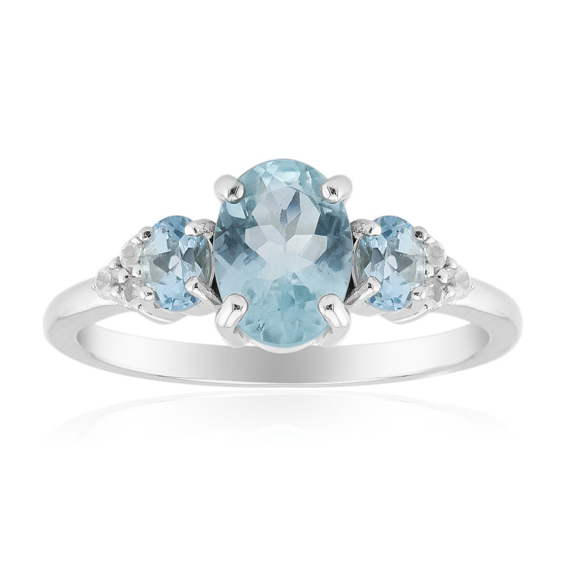 Brasilianischer Aquamarin-Silberring