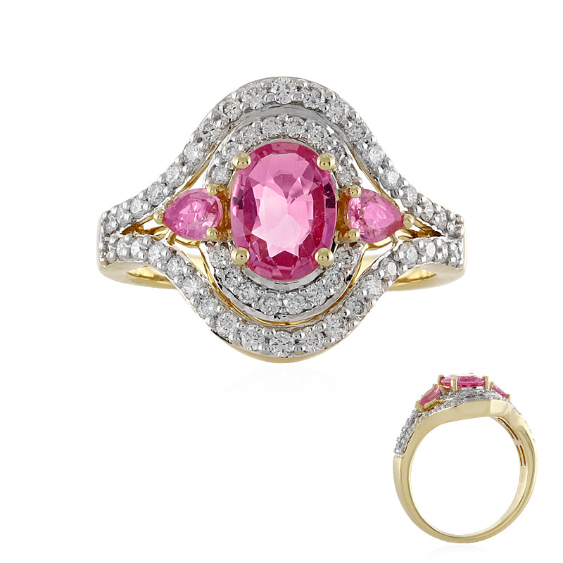 Pinkfarbener Saphir-Goldring (AMAYANI)