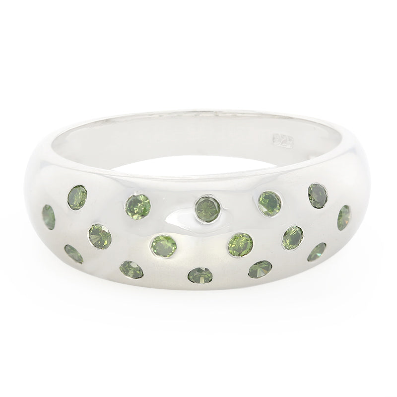 Smaragdgrüner Brillant-Silberring