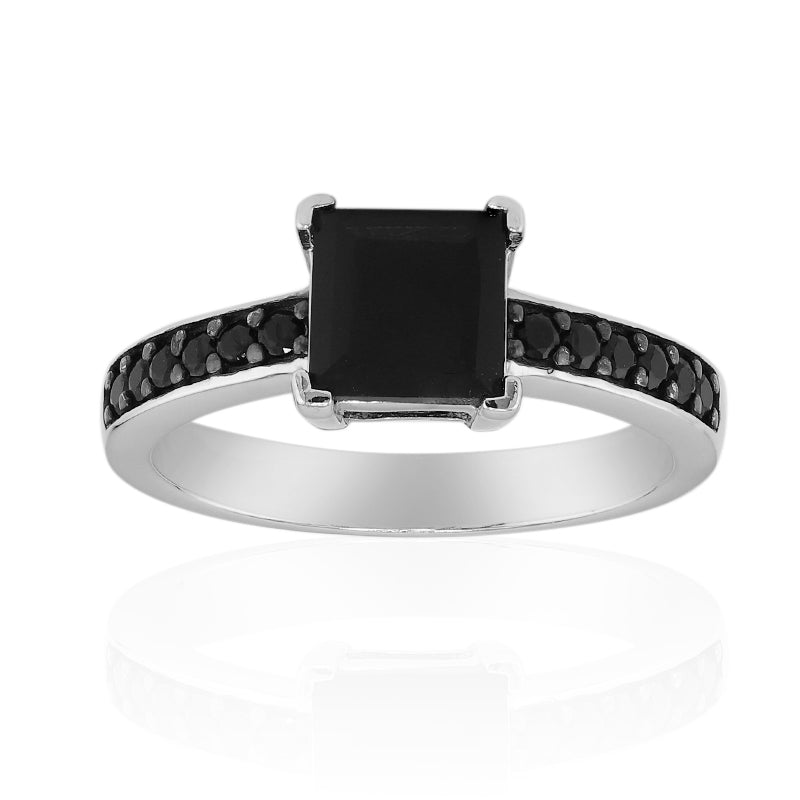 Schwarzer Onyx-Silberring