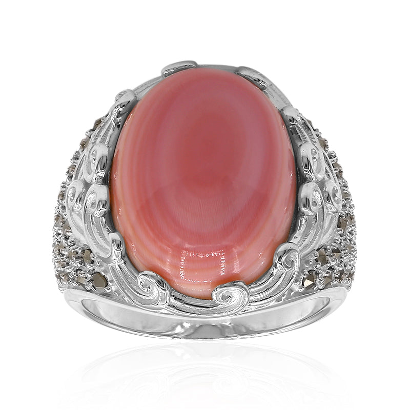 Pinkfarbener Opal-Silberring (Annette classic)