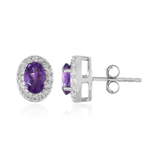 Sibirischer Amethyst-Silberohrringe