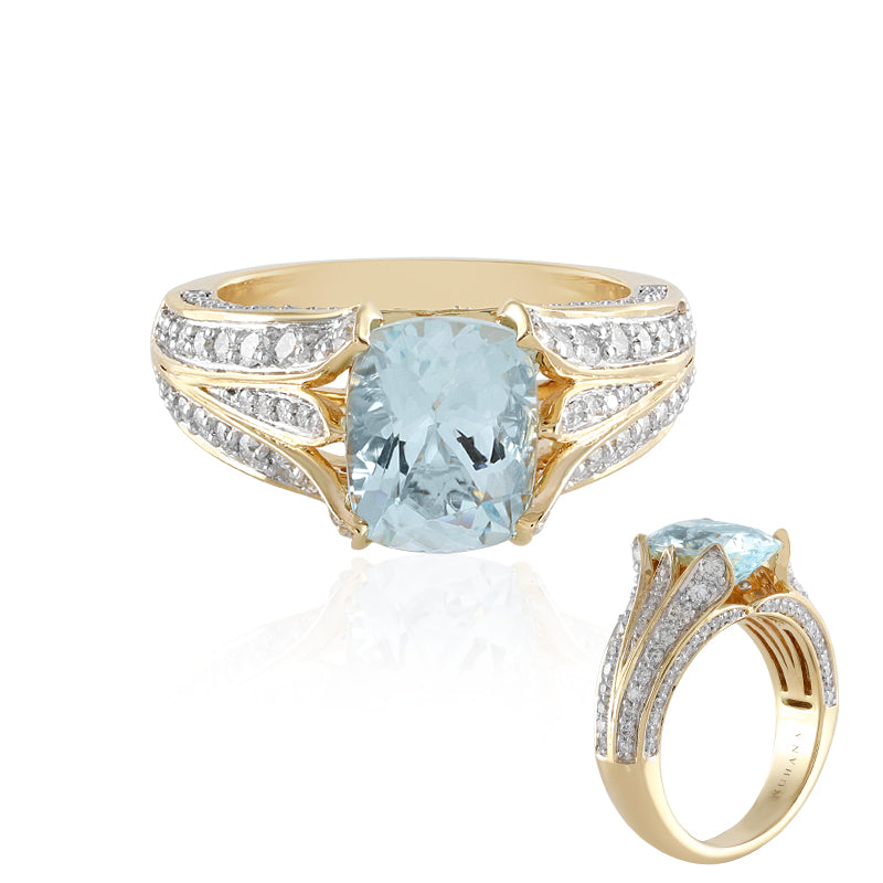 AAA-Brasilianischer Aquamarin-Goldring (SUHANA)