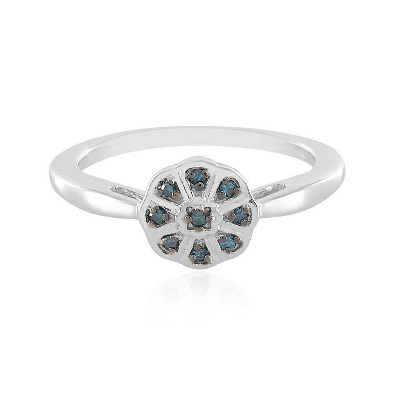 Blauer I2 Diamant-Silberring