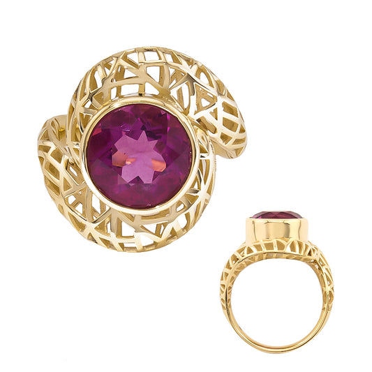 Pinkfarbener Fluorit-Goldring (Ornaments by de Melo)